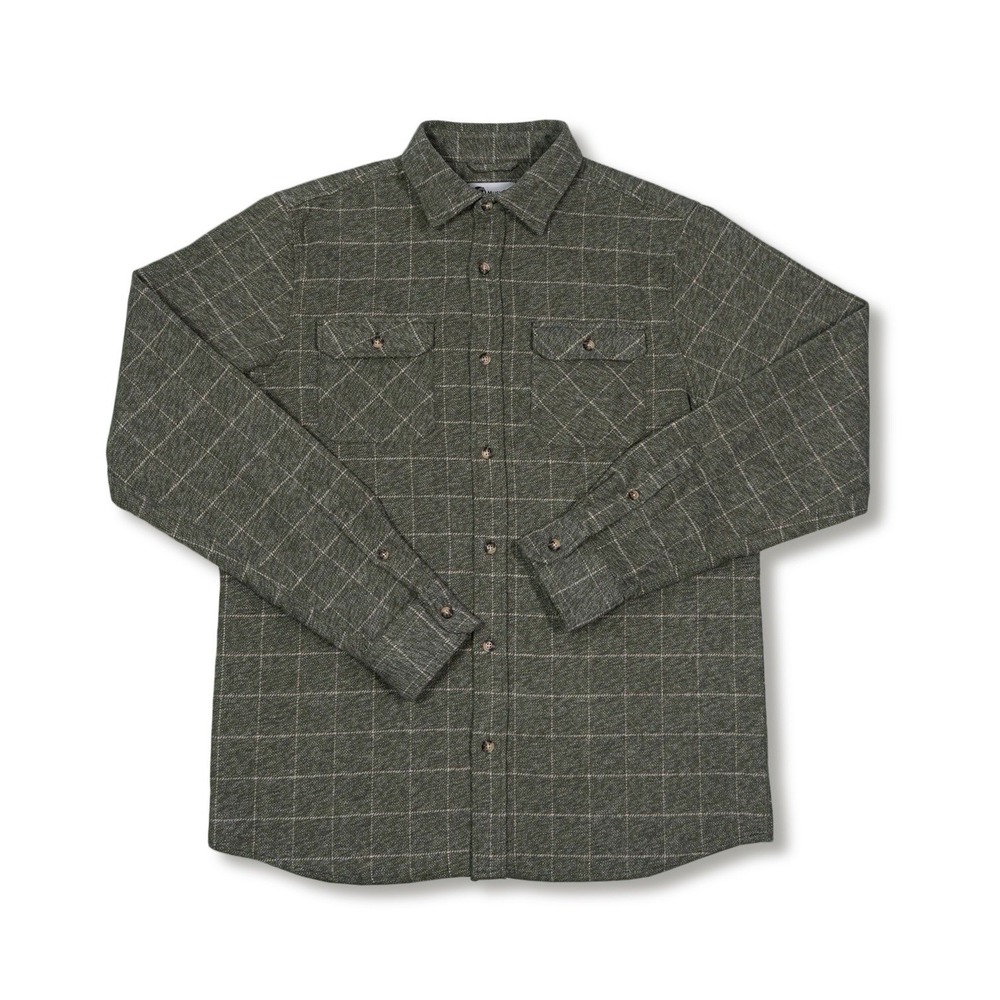 Musk Ox Mens Small The Grande Flannel Moss Windowpane 100% Cotton New With Tags
